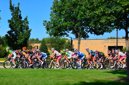 Side view of cyclist road race