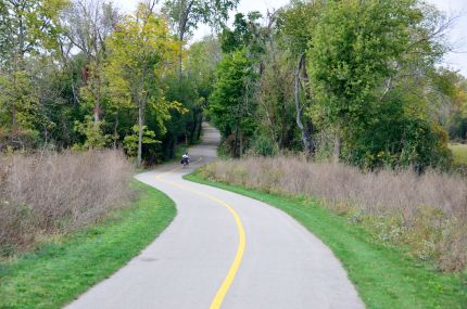 Bike trail coming down from bridge