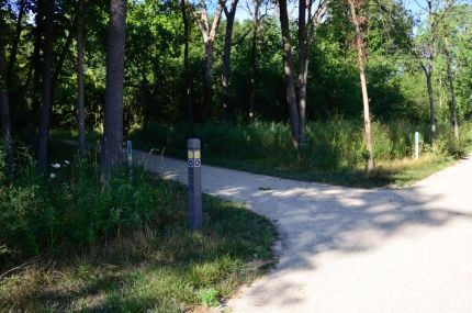 Trail sign at DPRT Yellow Trail intersection