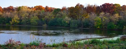 Lake with fall color background